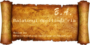 Balatonyi Apollinária névjegykártya